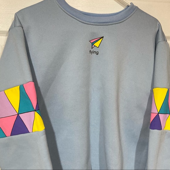 Flying Paper Plane Graphic Colorblock Sweatshirt Abstract Geometric soft comfy - Picture 3 of 11